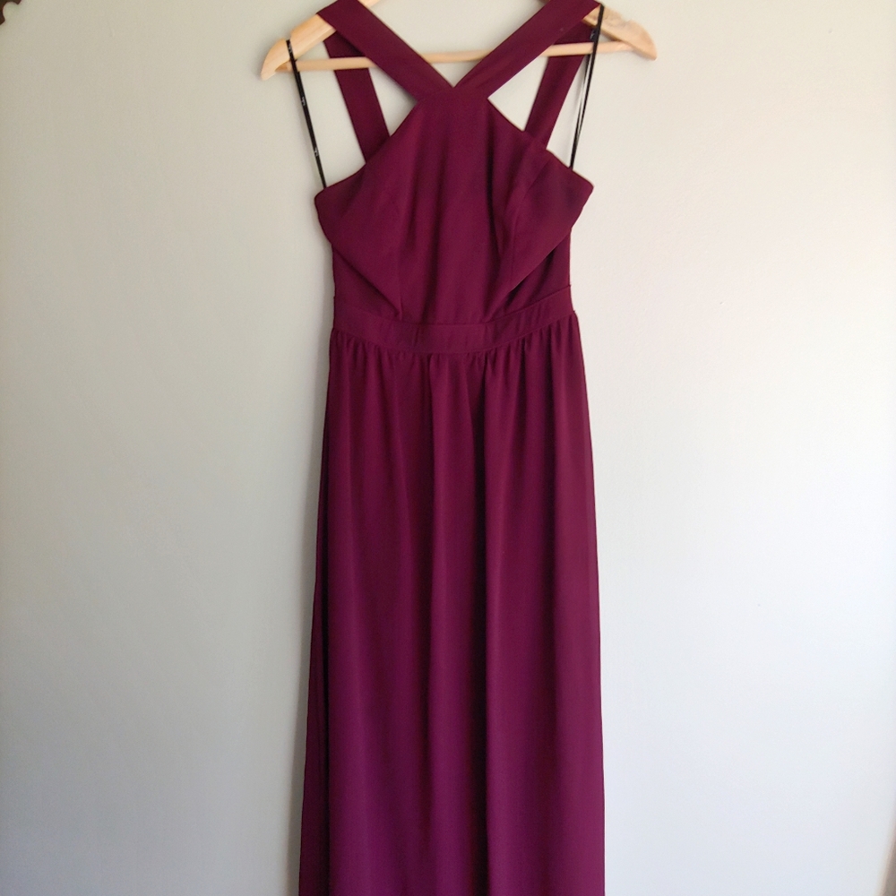 Long formal maroon dress